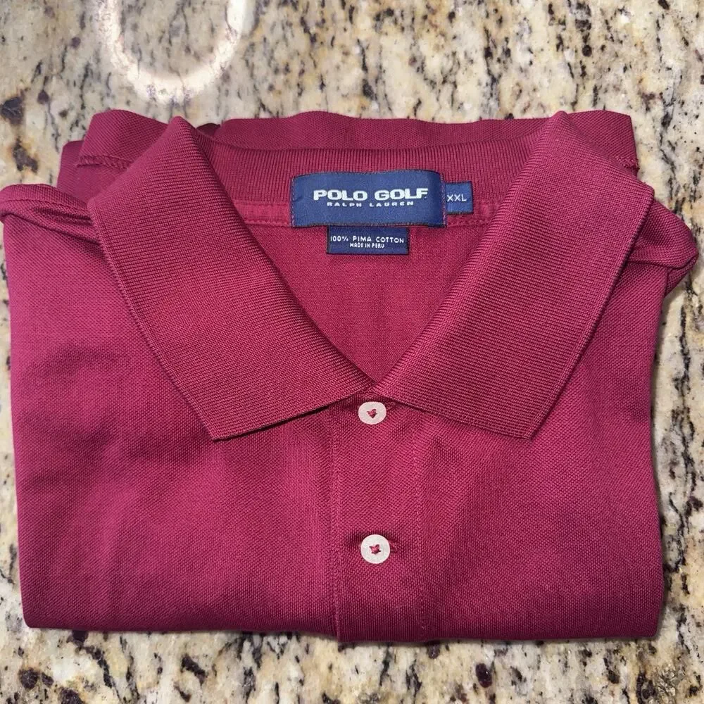 Ralph Lauren Polo Shirt Men's XXlarge Pima Cotton Short Sleeve Red Spanish Hills